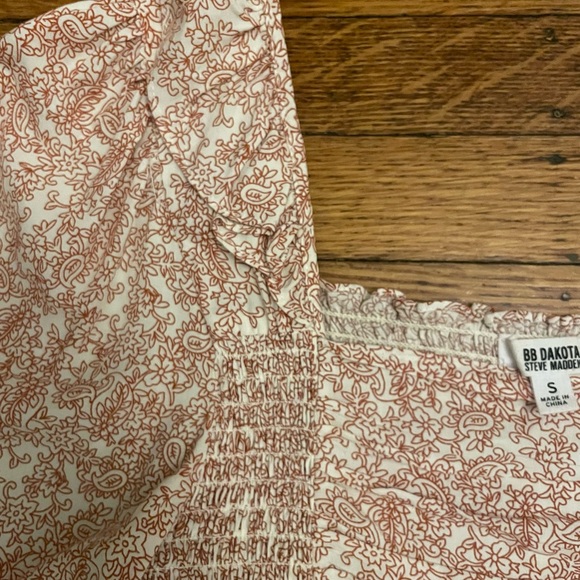 Rust Floral Ruched Smock Top - Picture 7 of 7